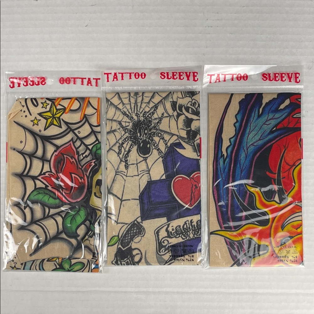 Tattoo sleeve 3 pack temporary tattoo nylon sleeve mens women’s unisex colorful